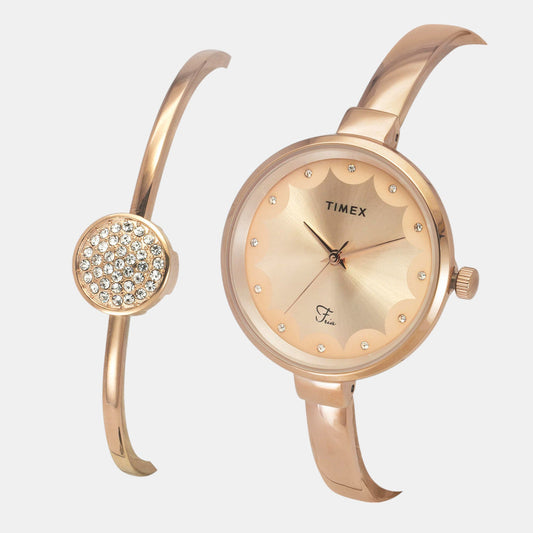 Timex TWEL18502 Women’s Rose Gold Dial Quartz Analog Watch