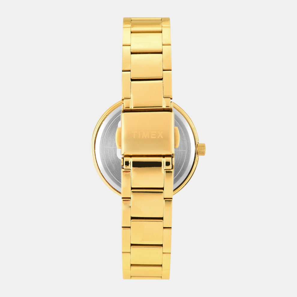 Timex TWEL18708 Women’s Green Dial Quartz Analog Round Gold Stainless Steel Watch