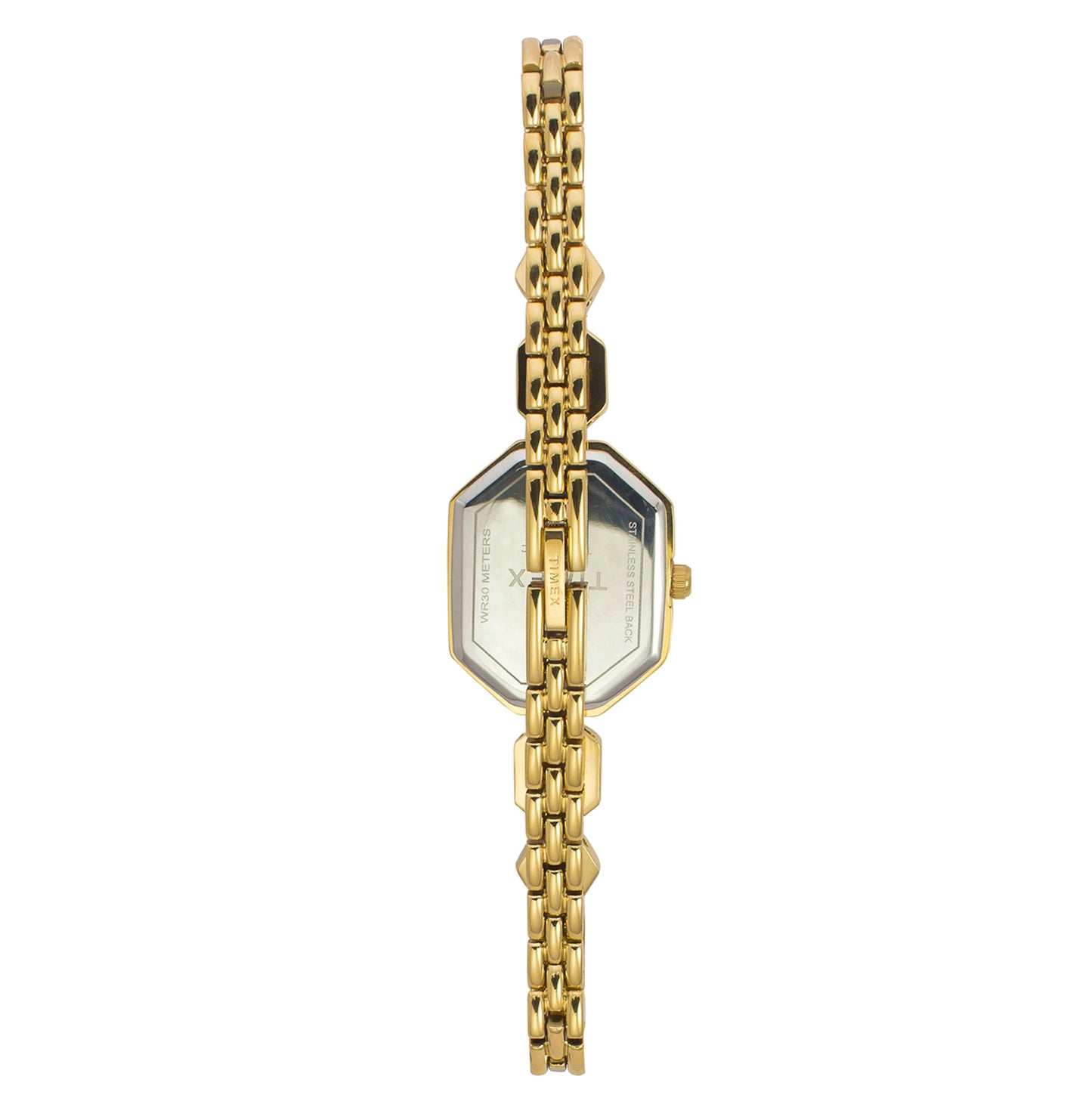 Timex TWEL21100 Quartz Analog Mother-of-Pearl White Octagonal Dial Gold-Tone Brass Bracelet Watch For Female