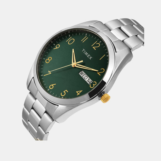 Timex TWTG10421 Men’s Green Dial Quartz Analog Round Stainless Steel Watch