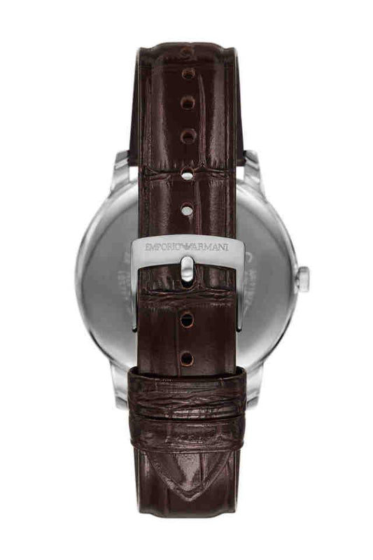 Emporio Armani AR11672I Minimalist Men's Green Dial Brown Leather Analog Watch