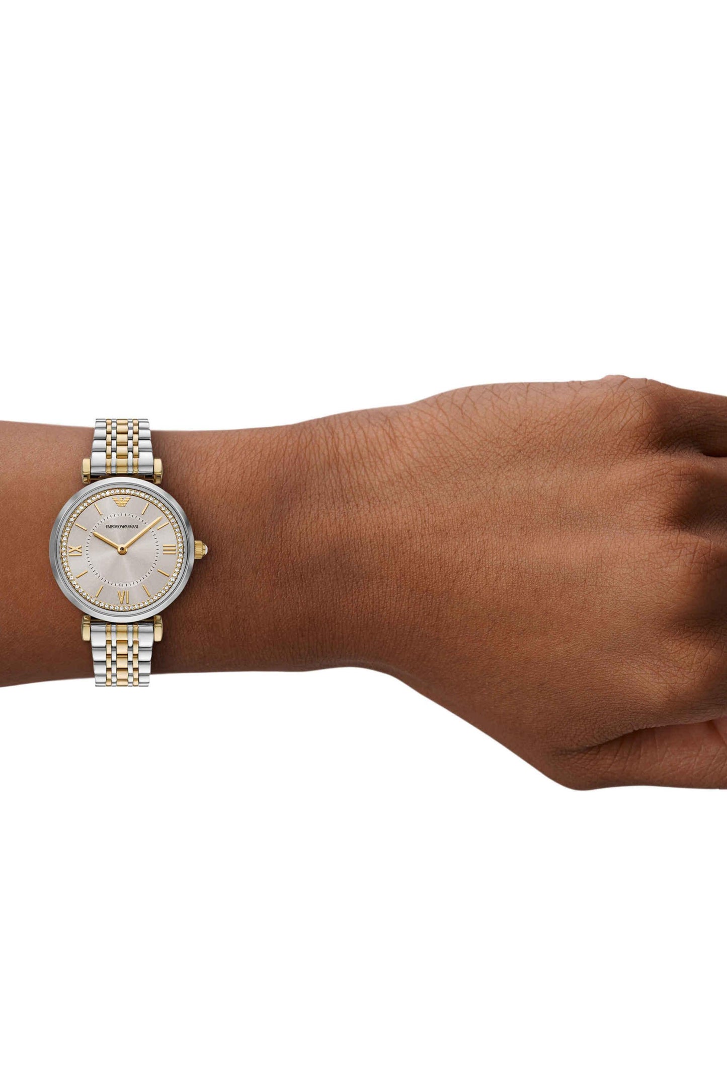 Emporio Armani AR11702I Gianni Women's Champagne Dial Two-Tone Stainless Steel Analog Watch