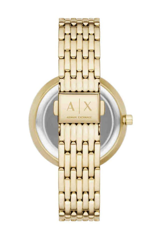 Armani Exchange AX5916I Women's Quartz Analog Watch Brown Sunray Dial Gold-Tone Stainless Steel Bracelet