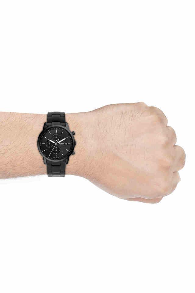 Fossil FS5848I Men's Quartz Chronograph Watch Black Dial Black Stainless Steel Strap