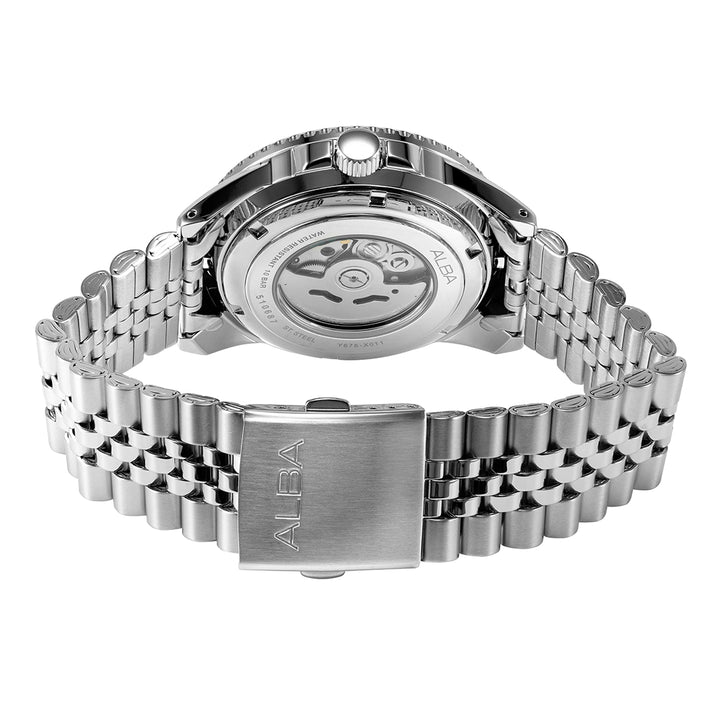Alba AU4047X1 Analog Automatic Men’s Watch with Dark Olive Green Dial & Silver Stainless Steel Strap