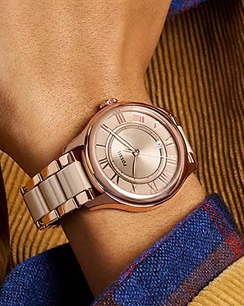 Fossil CE1133 Women Quartz Brown Dial Rose-Gold & Brown Ceramic Gilmore Watch (Copy)