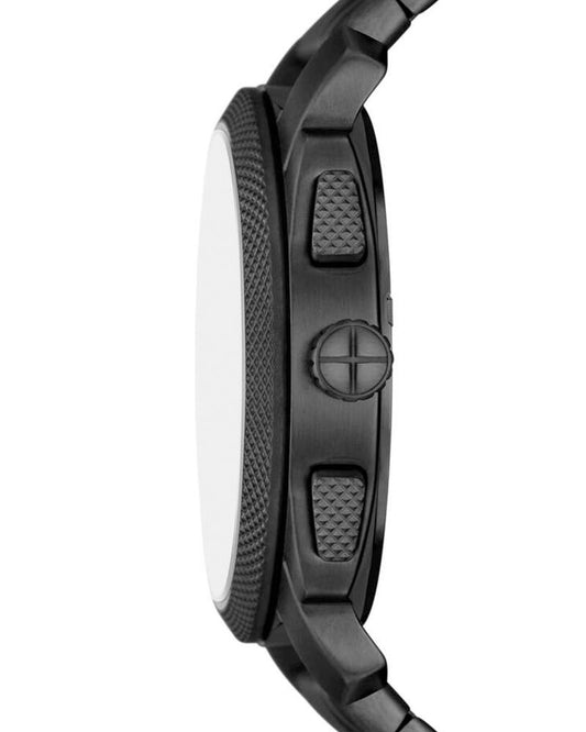 Fossil FS6097I Men's Quartz Chronograph Watch Black Dial Black Stainless Steel Strap
