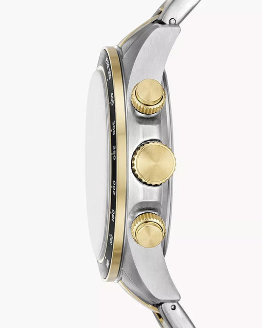 Fossil FS6126I Men's Quartz Multifunction Watch Gold Dial Two-Tone Stainless Steel Strap