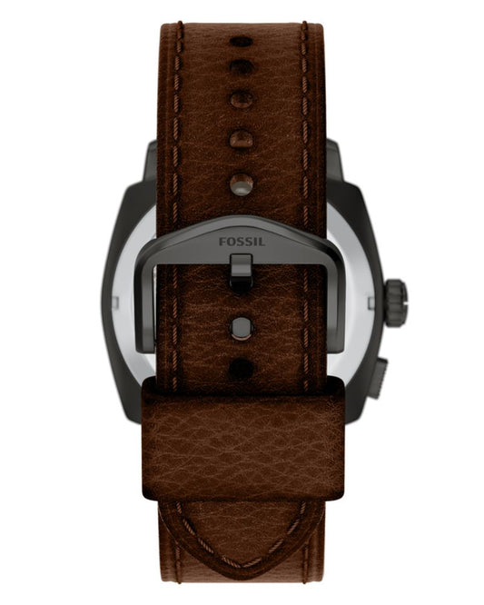 Fossil FS6165 Men's Analog-Digital Quartz Watch Black Dial Brown Leather Strap