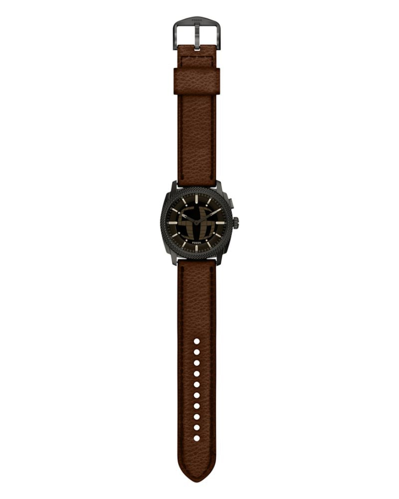 Fossil FS6165 Men's Analog-Digital Quartz Watch Black Dial Brown Leather Strap