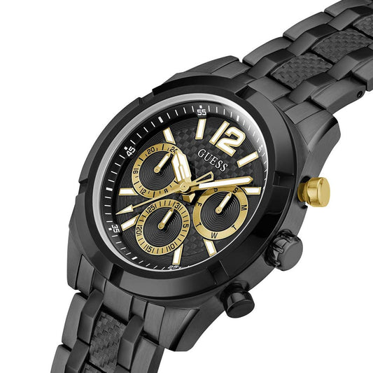 Guess GW0714G4 Quartz Analog Black Chronograph Men’s Watch with Black Recycled Steel Strap