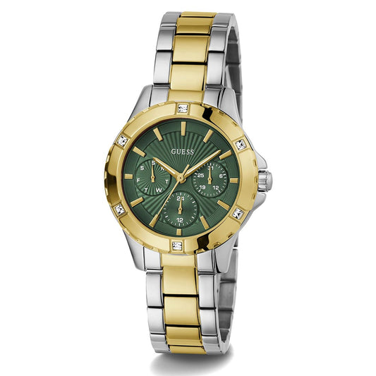 GUESS GW0723L1 Quartz Women’s Mist 2-Tone Analog Watch with Green Dial & Stainless Steel Strap