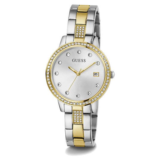GUESS GW0725L1 Quartz Women’s Heartless Silver-Tone Analog Watch with White Dial