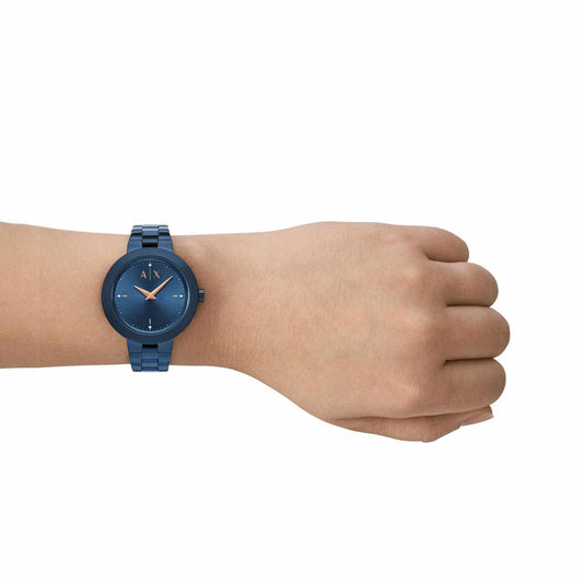 Armani Exchange AX5175I Women's Quartz Analog Watch Blue Sunray Dial Blue Stainless Steel Bracelet