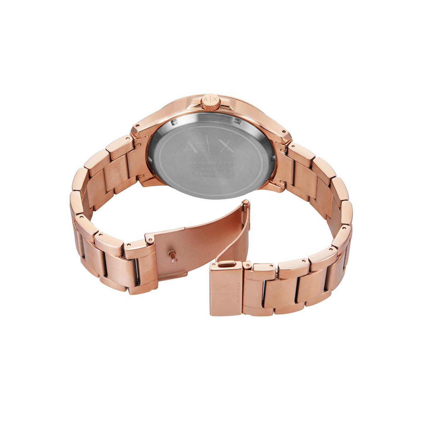Armani Exchange AX2456I Men's Automatic Skeleton Watch Black Dial Rose Gold Stainless Steel Strap