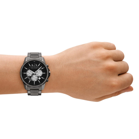 Armani Exchange AX1765I Men's Quartz Chronograph Watch Black Sunray Dial Gunmetal Stainless Steel Strap