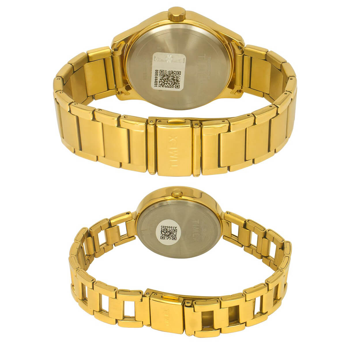 Timex TW00PR277 Unisex Silver Dial Quartz Pair Watch Classic Gold Stainless Steel Round Case Watch Set