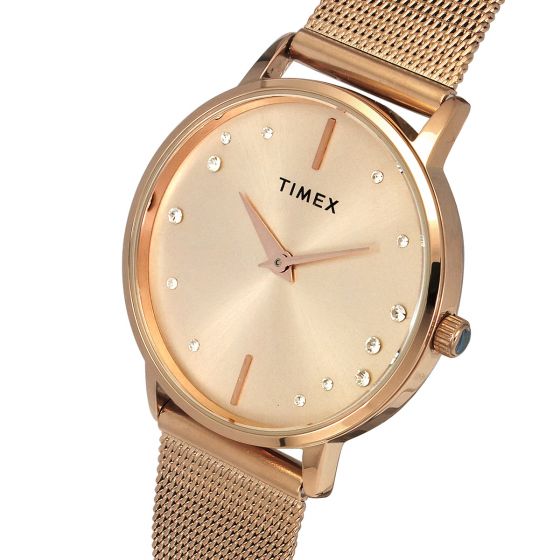 Timex TWEL15602 Women’s Rose Gold Round Dial Quartz Analog Watch