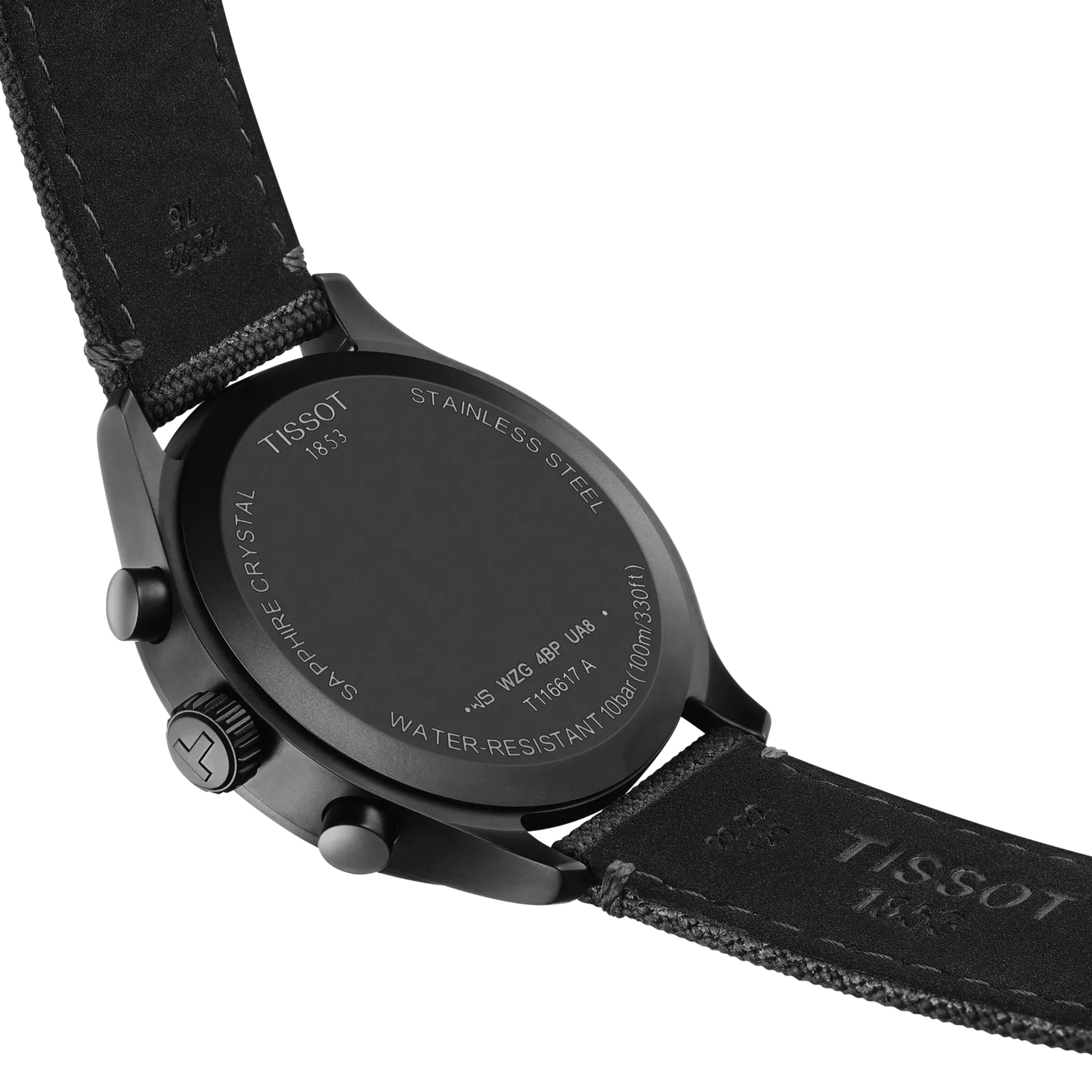 Tissot T1166173705100 Black Dial Men’s Swiss Quartz Chronograph Watch – Black PVD Case & Black Textile Strap, Sapphire Crystal