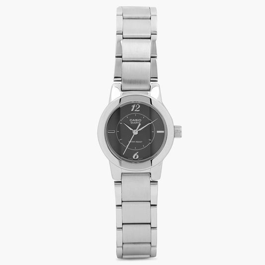 Casio SH33 Analog Quartz Women’s Enticer Watch | Black Dial | Silver Stainless Steel Strap | 50 m Water Resistant