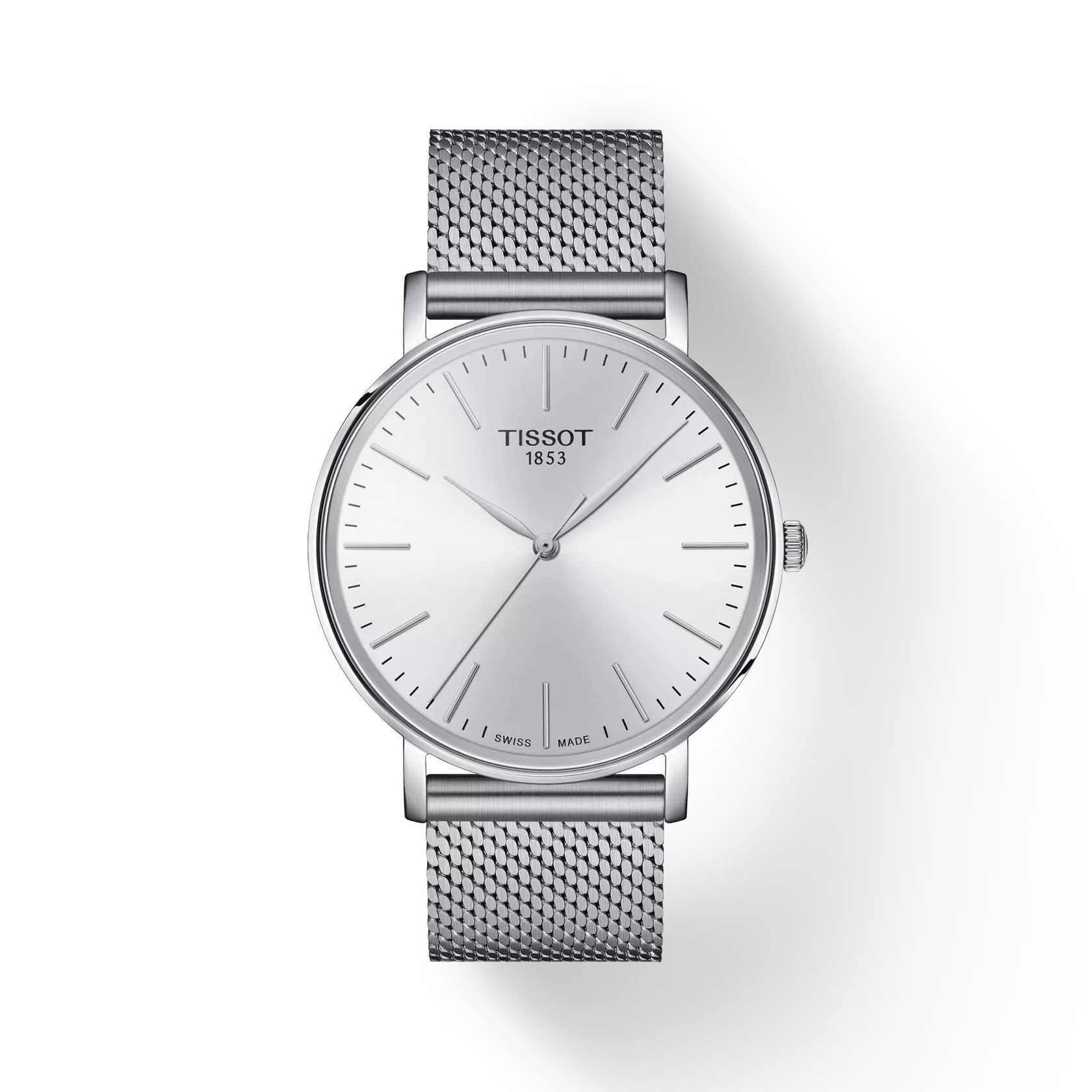 Tissot T1434101101100 Men Analog Quartz Watch with White Dial & Stainless Steel Bracelet