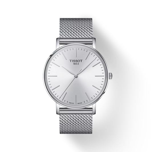 Tissot T1434101101100 Men Analog Quartz Watch with White Dial & Stainless Steel Bracelet