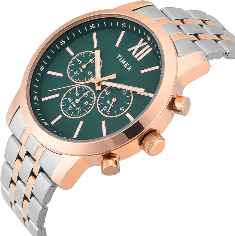 Timex TWEG32201 Trendline Quartz Multifunction Teal Dial Two-Tone Stainless Steel Men's Watch