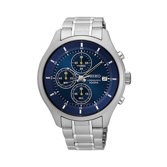 Seiko SKS537P1 Men Quartz Blue Dial Stainless Steel Chronograph Watch