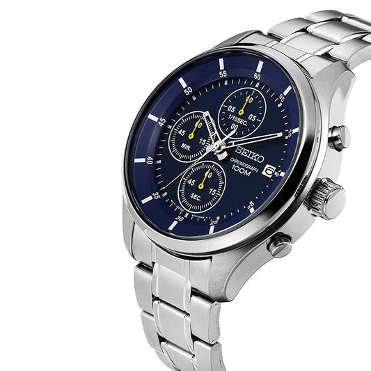 Seiko SKS537P1 Men Quartz Blue Dial Stainless Steel Chronograph Watch