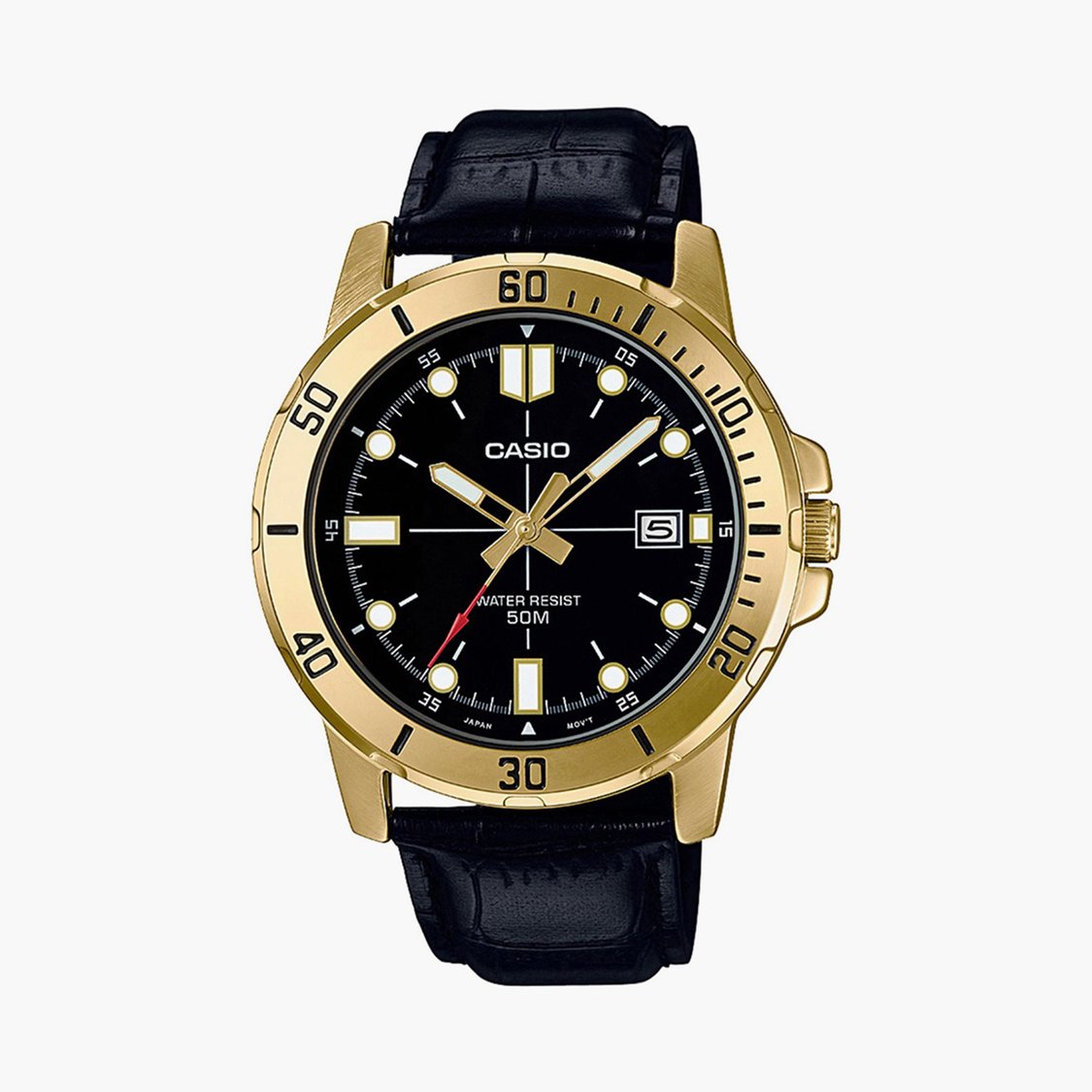 Casio A1369 Quartz Analog Men’s Watch with Black Dial, Black Resin Strap