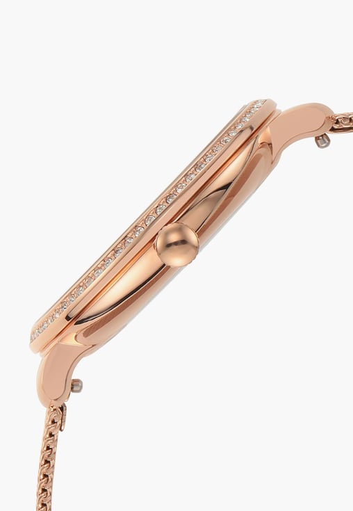 Fossil ES4628I Women's Quartz Analog Watch Rose Gold Dial Rose Gold Stainless Steel Mesh Strap
