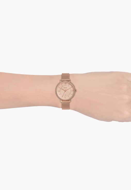Fossil ES4628I Women's Quartz Analog Watch Rose Gold Dial Rose Gold Stainless Steel Mesh Strap
