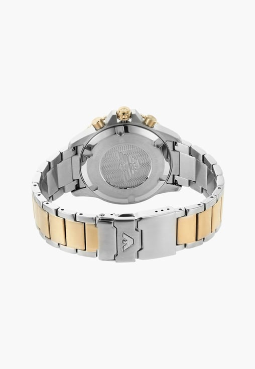 Emporio Armani AR11362I Men's Blue Dial Two-Tone Stainless Steel Chronograph Quartz Watch 43mm | Luxury Designer Watch