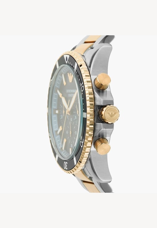 Emporio Armani AR11362I Men's Blue Dial Two-Tone Stainless Steel Chronograph Quartz Watch 43mm | Luxury Designer Watch