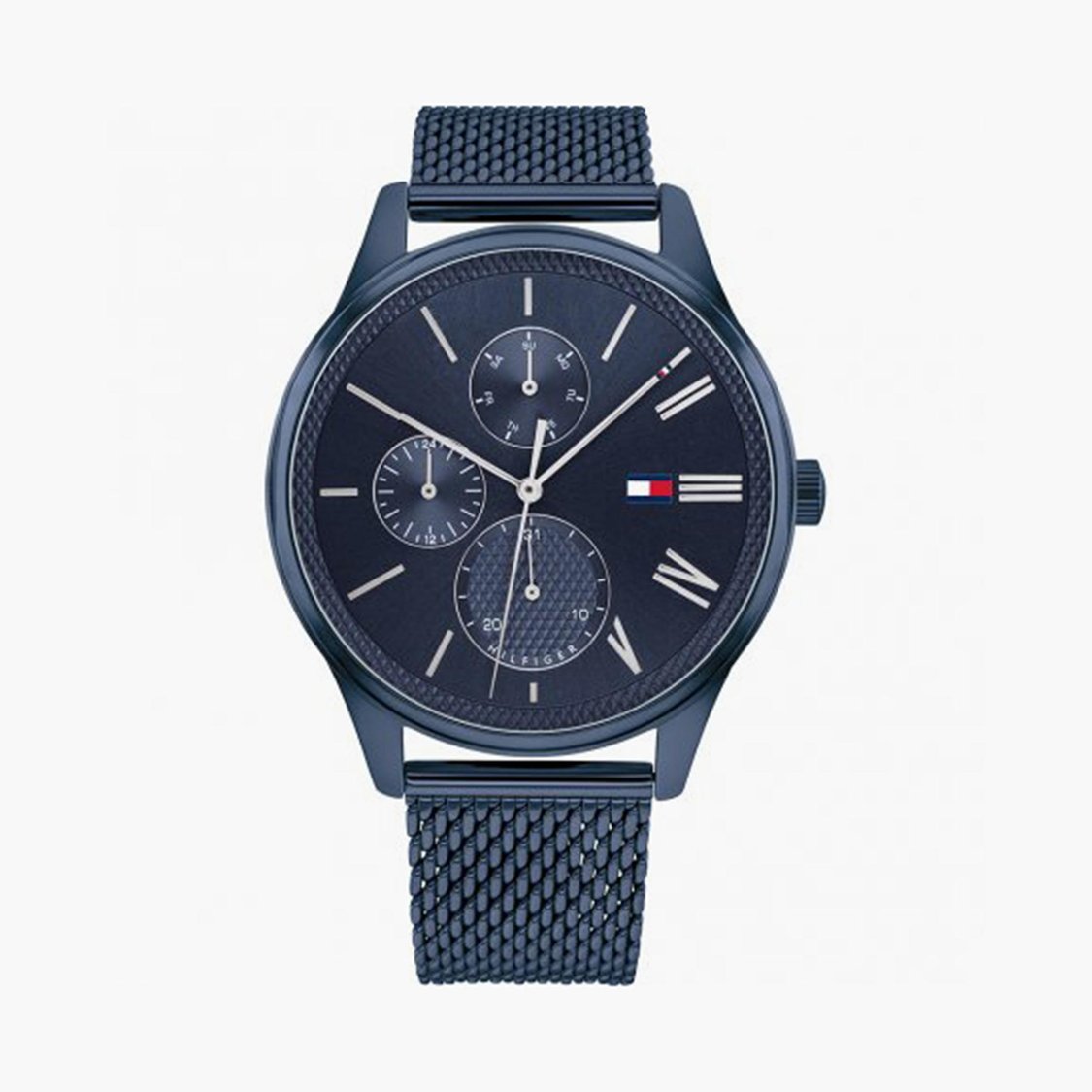 Tommy Hilfiger NDTH1791872W Men’s Blue Dial Blue Stainless Steel Strap Quartz Multifunction Analog Watch – Round Metal Case, Mineral Glass, 50 m Water‑Resistant