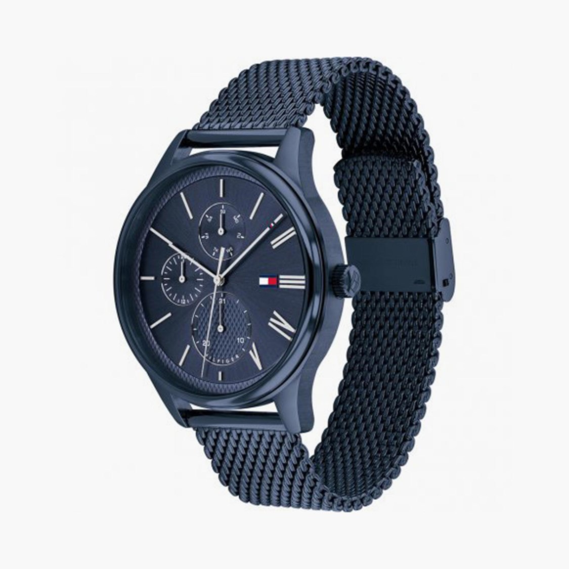 Tommy Hilfiger NDTH1791872W Men’s Blue Dial Blue Stainless Steel Strap Quartz Multifunction Analog Watch – Round Metal Case, Mineral Glass, 50 m Water‑Resistant