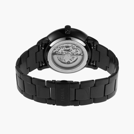 Fossil ME3183I Men's Automatic Skeleton Watch Black Dial Black Stainless Steel Strap