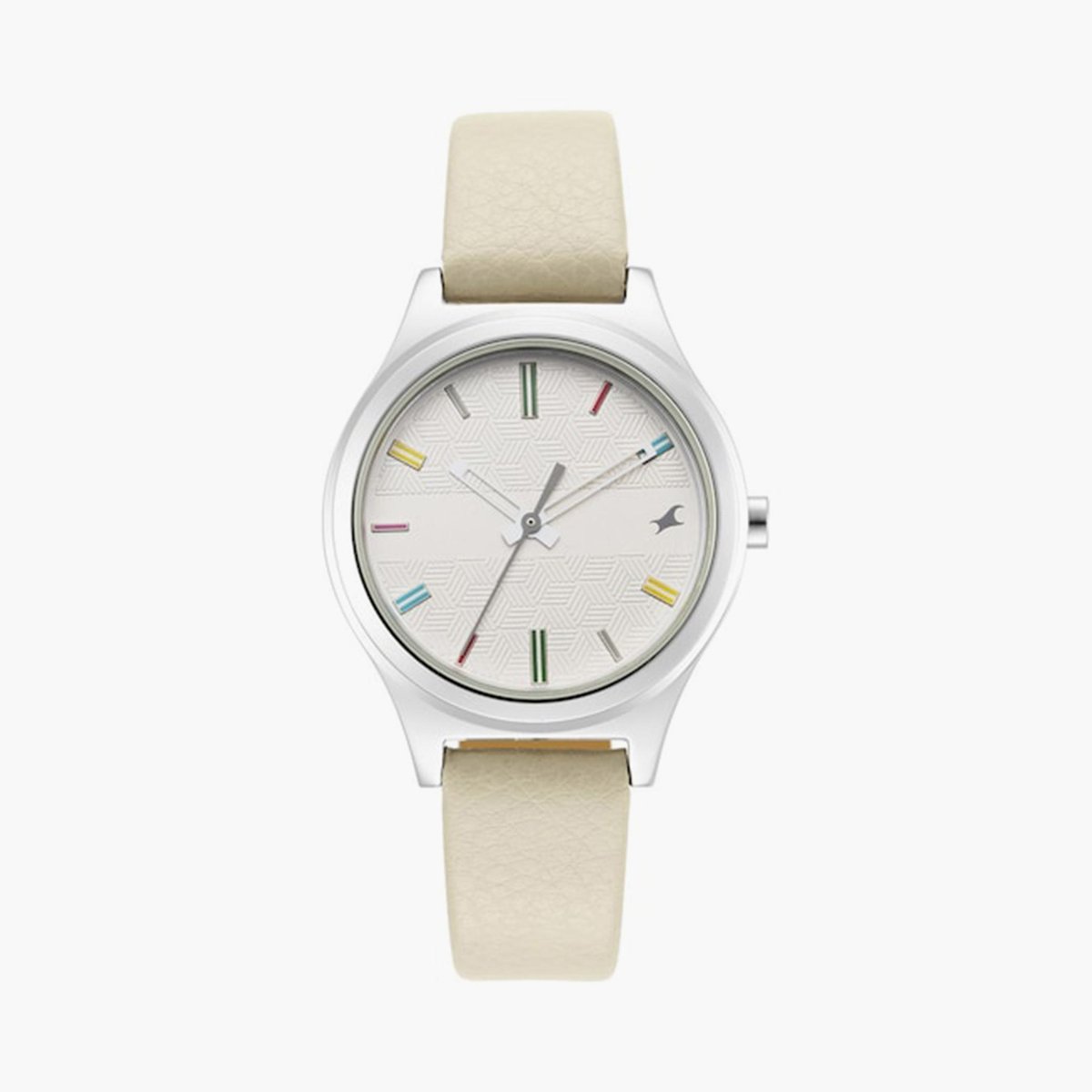 Fastrack NS6152SL06 women’s watch front view white dial
