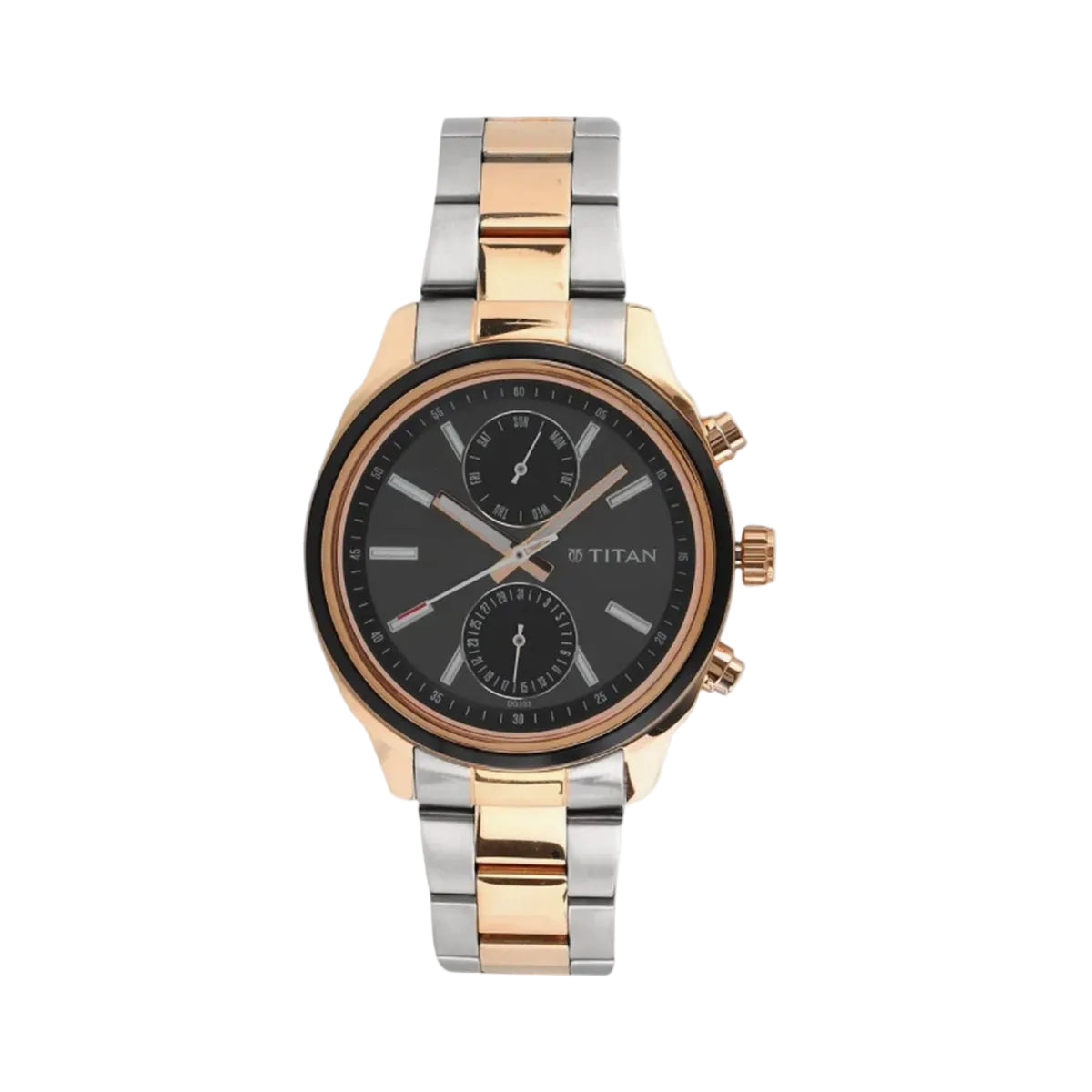 Titan 1733KM03 Men’s Analog Watch Two-Tone Stainless Steel Band Quartz Multifunction