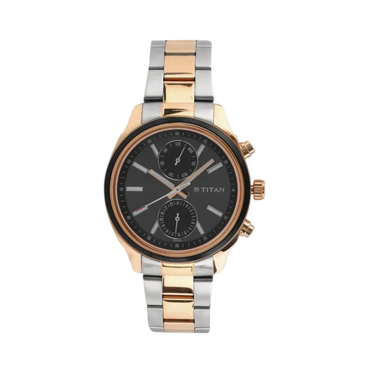 Titan 1733KM03 Men’s Analog Watch Two-Tone Stainless Steel Band Quartz Multifunction