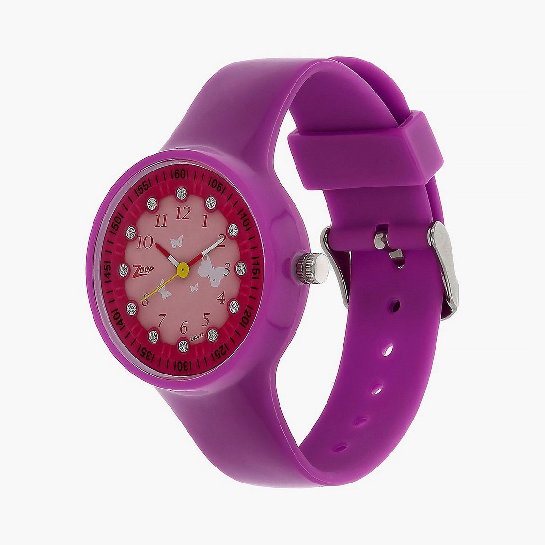 Zoop NTC4038PP03W Analog Quartz Kids’ Watch with Pink Dial and Purple PU Strap