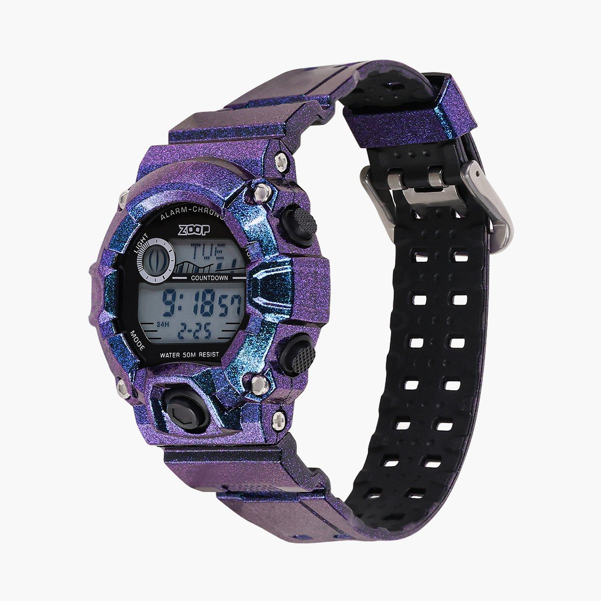 Zoop 16051PP01 Digital Watch with Blue Sheen Strap