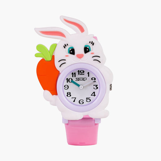 Zoop 26043PP01 Analog Quartz Kids’ Watch with White Dial and Pink Strap