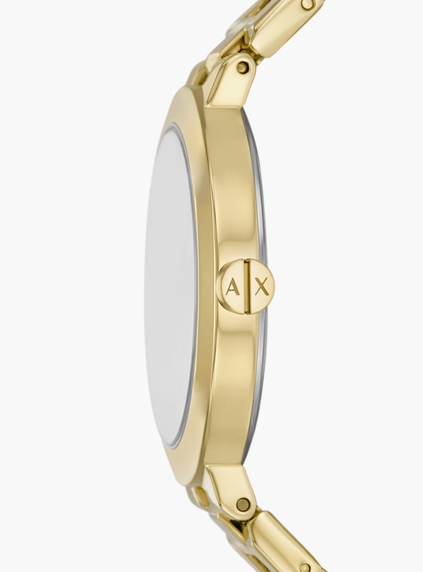 Armani Exchange AX5180I Quartz Analog Women’s Watch with Silver Sunray Dial, Gold-Tone Stainless Steel Bracelet