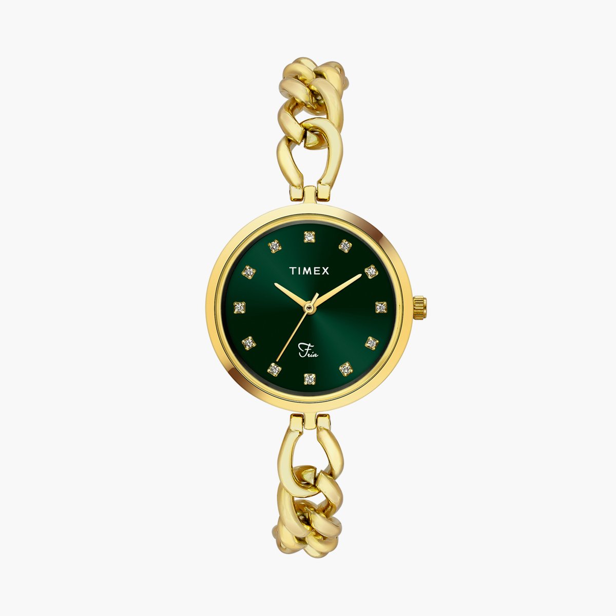 Timex TWEL23801 Women’s Green Dial Analog Watch with Gold-Tone Metal Strap