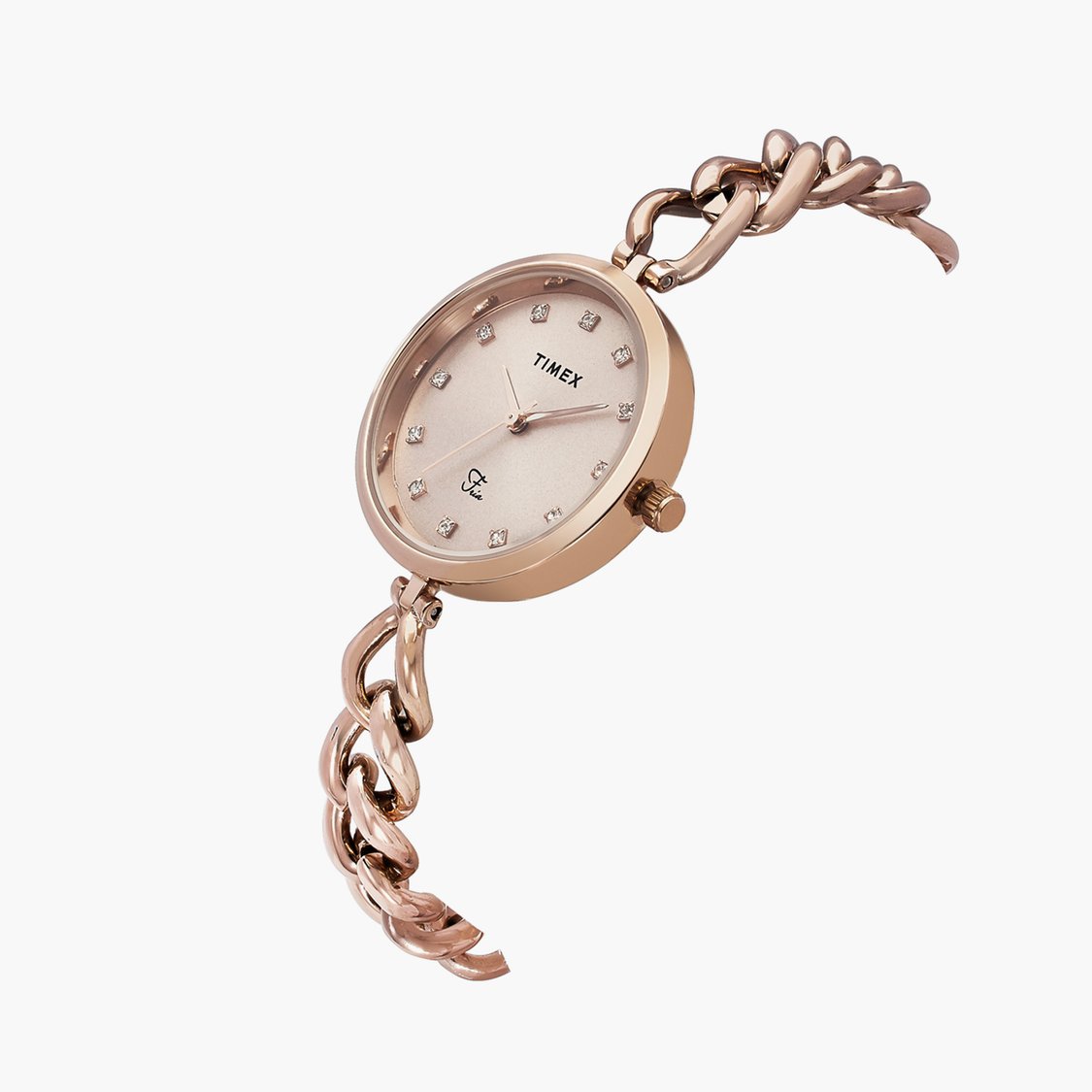 Timex TWEL23803 Fria Analog Watch for Women – Rose Gold Metal Band, Round Dial, Quartz Movement