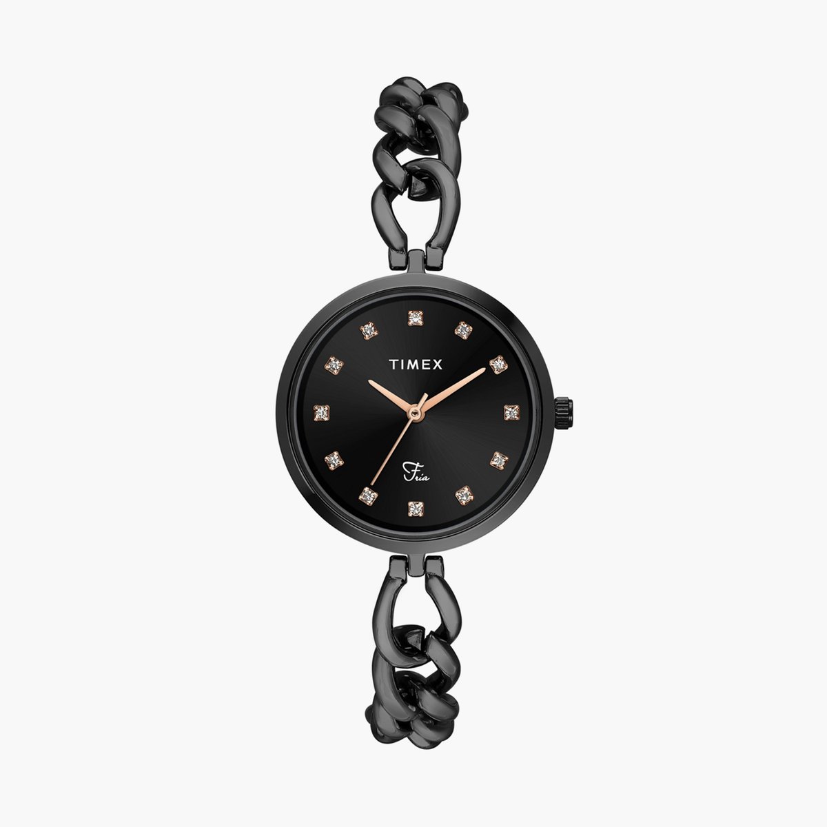Timex TWEL23804 Women’s Black Dial Analog Watch with Gold-Tone Strap