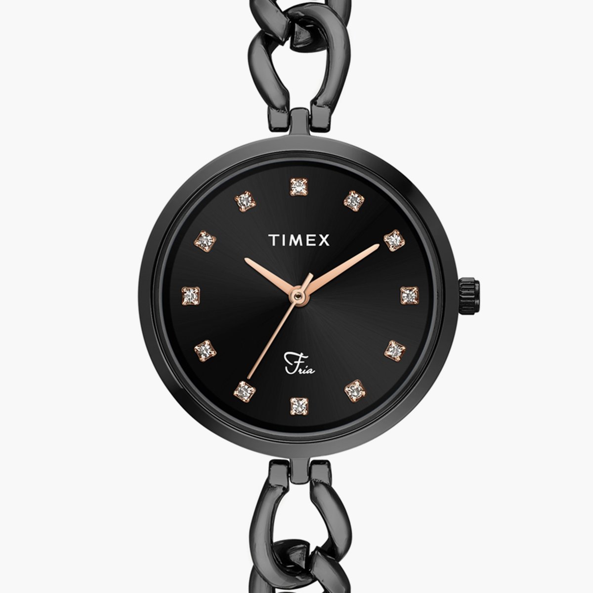 Timex TWEL23804 Women’s Black Dial Analog Watch with Gold-Tone Strap