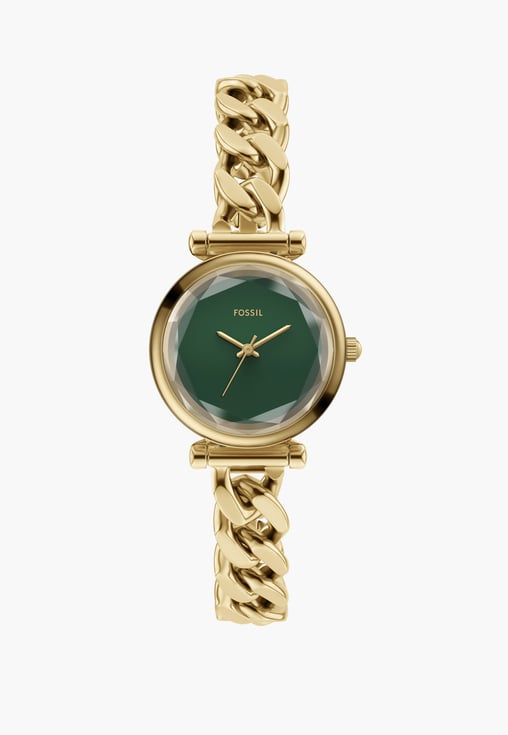 Fossil ES5441I Women's Quartz Analog Watch Green Dial Gold Stainless Steel Strap