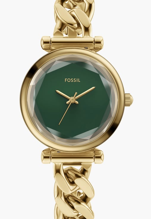 Fossil ES5441I Women's Quartz Analog Watch Green Dial Gold Stainless Steel Strap